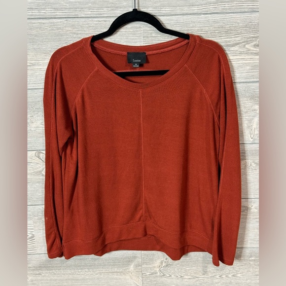 Deep Orange/Rust Lumiere Long Sleeve Top Size Medium Round Neck Relaxed Fit - Picture 3 of 8